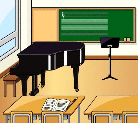 北海道札幌白石高等学校の音楽室